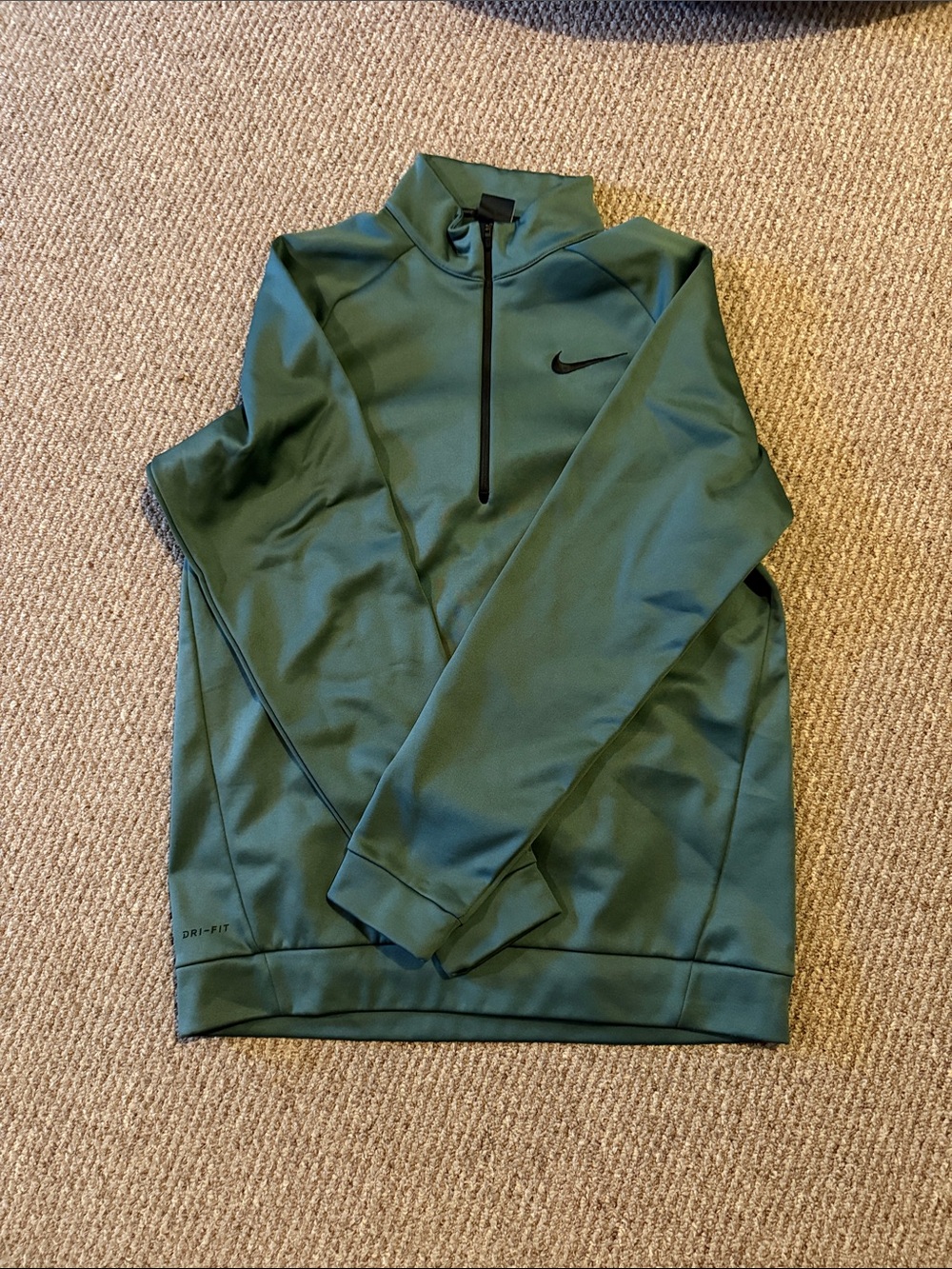 Nike Men's Olive Green Quarter-Zip Performance Jacket